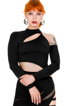 Restyle asymmetric blouse Black crop top