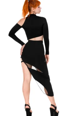 Restyle asymmetric blouse Black crop top
