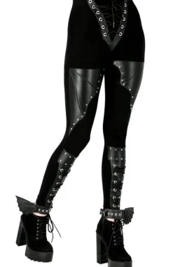 Restyle BAT LEGGINGS Cotton pants with wings and corset lacing
