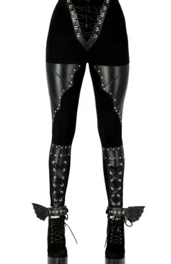 Restyle BAT LEGGINGS Cotton pants with wings and corset lacing