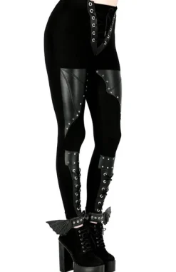 Restyle BAT LEGGINGS Cotton pants with wings and corset lacing
