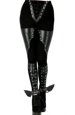 Restyle BAT LEGGINGS Cotton pants with wings and corset lacing