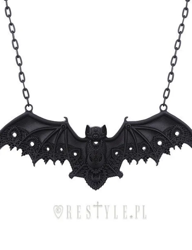 Restyle Bat pendant, Lace wings, gothic necklace "LACE BAT BLACK PENDANT"