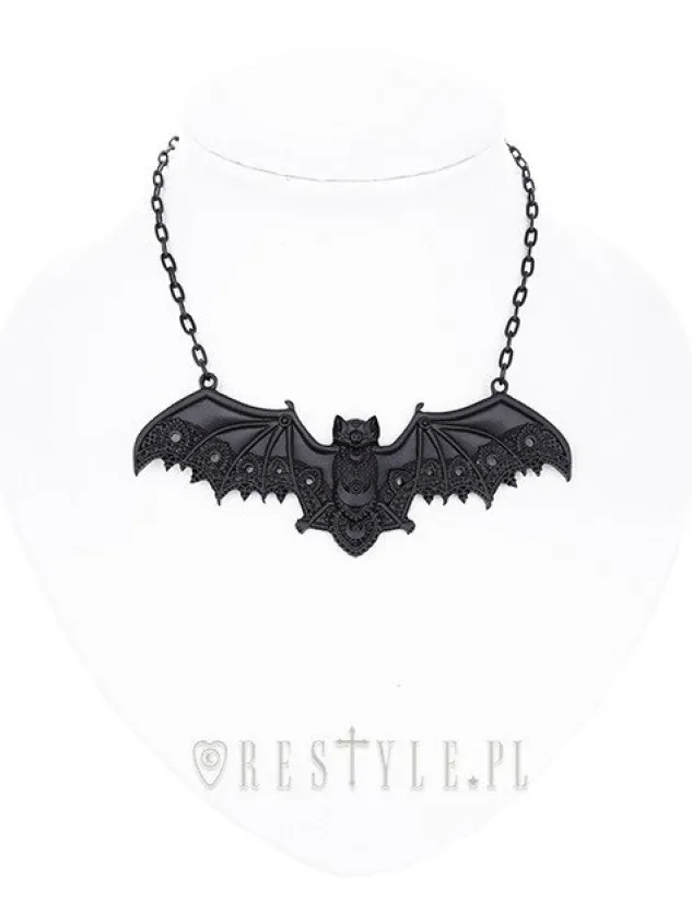 Restyle Bat pendant, Lace wings, gothic necklace "LACE BAT BLACK PENDANT"