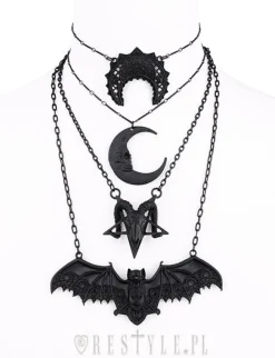Restyle Bat pendant, Lace wings, gothic necklace