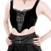 Restyle BATWING LACE UP CROP TOP