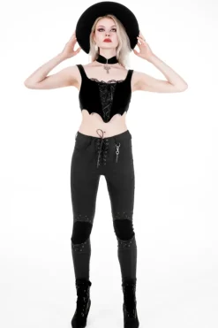 Restyle BATWING LACE UP CROP TOP