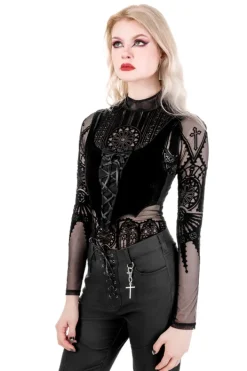 Restyle BATWING LACE UP CROP TOP