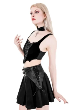 Restyle BATWING LACE UP CROP TOP