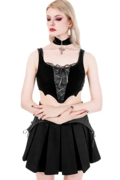 Restyle BATWING LACE UP CROP TOP