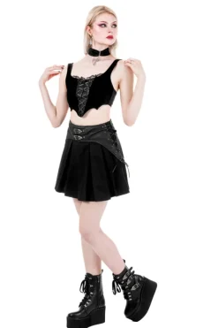 Restyle BATWING LACE UP CROP TOP