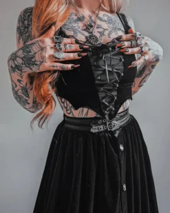 Restyle BATWING LACE UP CROP TOP