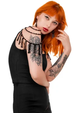 Restyle BEADED ISADORA BLOUSE with a square neckline and a choker