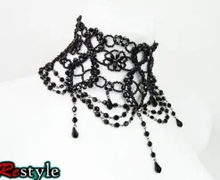 Restyle Big Black victorian beaded choker