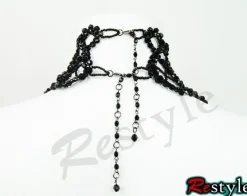Restyle Big Black victorian beaded choker