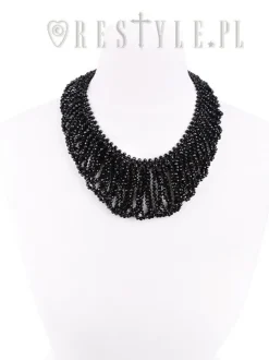 Restyle Big evening collar, black beaded choker, gothic necklace 