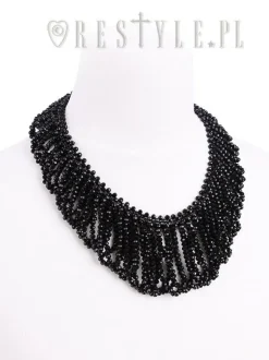 Restyle Big evening collar, black beaded choker, gothic necklace 