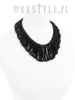 Restyle Big evening collar, black beaded choker, gothic necklace 