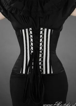 Restyle Black and white stripes cameo corset with crow 
