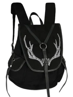 Restyle Black Antlers Backpack pagan witch bag with pockets