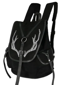 Restyle Black Antlers Backpack pagan witch bag with pockets