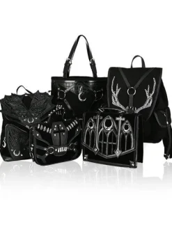Restyle Black Antlers Backpack pagan witch bag with pockets