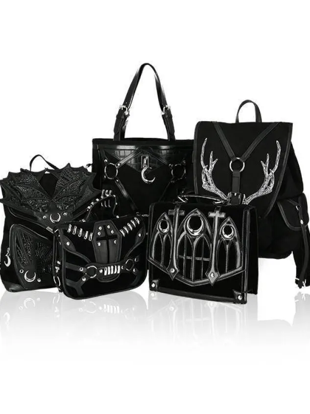 Restyle Black Antlers Backpack pagan witch bag with pockets