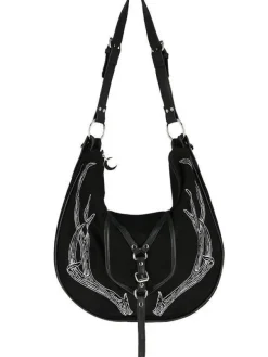 Restyle Black Antlers Hobo cross bag for a nature lovers