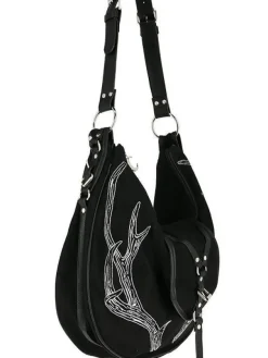 Restyle Black Antlers Hobo cross bag for a nature lovers