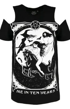 Restyle Black cold shoulder withes T-shirt Me in Ten Years