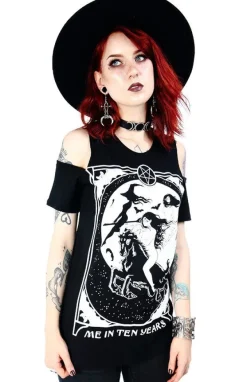 Restyle Black cold shoulder withes T-shirt Me in Ten Years