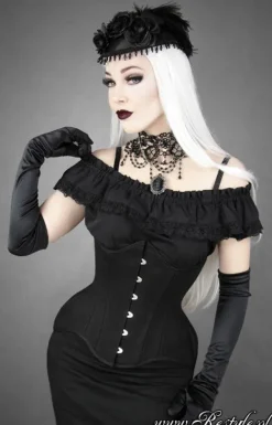 Restyle Black cotton underbust hourglass corset WIDE HIPS MATT
