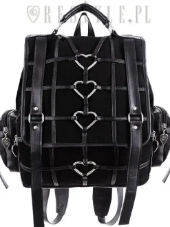 Restyle Black Gothic Bag, Harness Heart, square backpack "HEAVY HEART BACKPACK"
