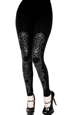 Restyle Black gothic Baroque Leggings crescent print