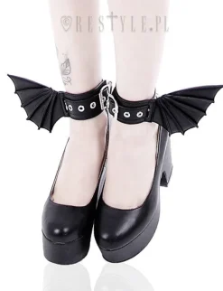 Restyle Black gothic bracelets with bat wings, pair of cuffs, gothic shoes accesory "BAT CUFFS"