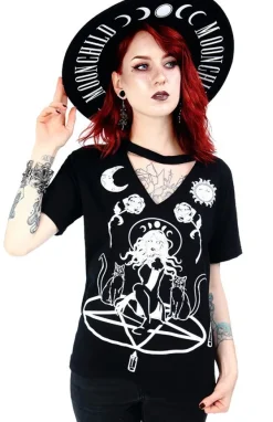 Restyle Black gothic choker top Witch & Cats