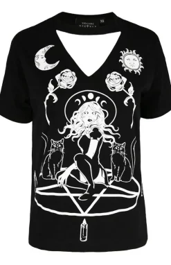 Restyle Black gothic choker top Witch & Cats