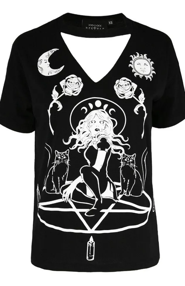 Restyle Black gothic choker top Witch & Cats