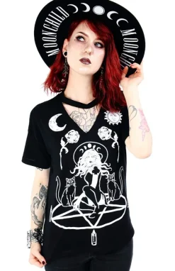 Restyle Black gothic choker top Witch & Cats