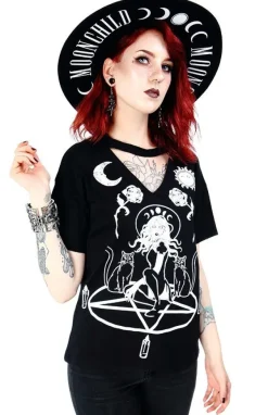 Restyle Black gothic choker top Witch & Cats