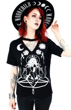 Restyle Black gothic choker top Witch & Cats
