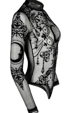Restyle Black gothic CRESCENT MESH BODYSUIT