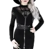 Restyle Black gothic Cross Pencil Dress with panels