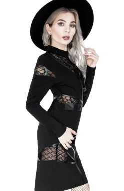 Restyle Black gothic Cross Pencil Dress with panels