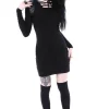 Restyle Black gothic dress with lacing and hood "ARMOR DRESS"