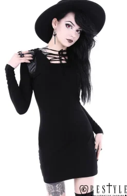 Restyle Black gothic dress with lacing and hood "ARMOR DRESS"