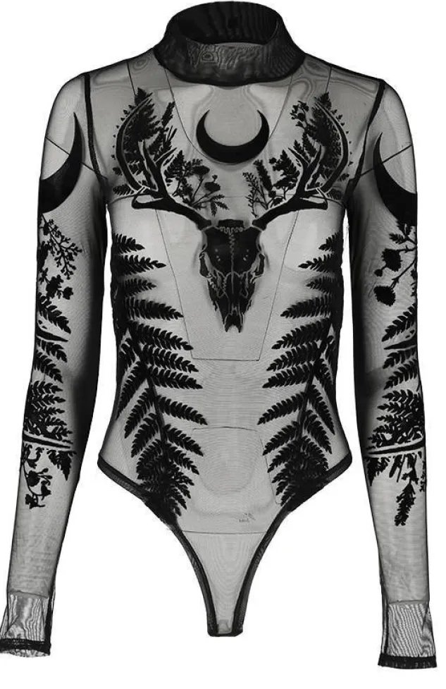 Restyle Black gothic FERN MESH BODYSUIT