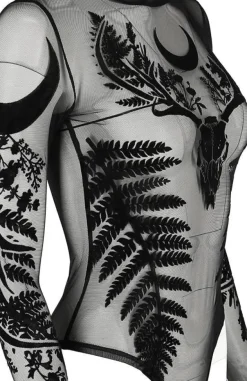 Restyle Black gothic FERN MESH BODYSUIT