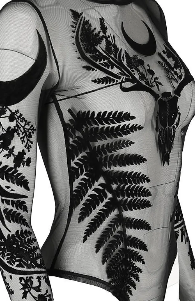 Restyle Black gothic FERN MESH BODYSUIT