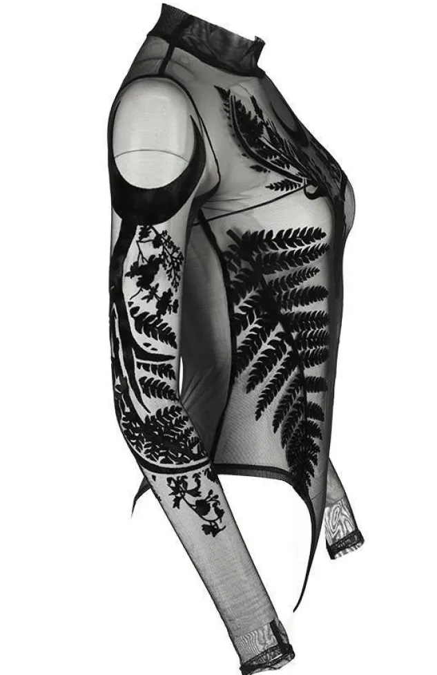 Restyle Black gothic FERN MESH BODYSUIT